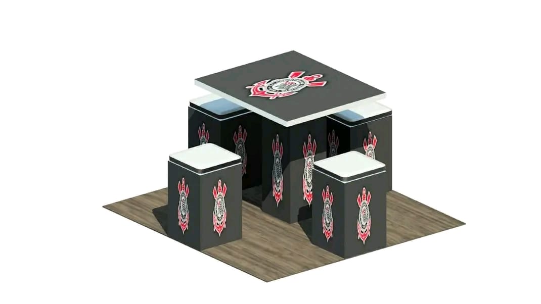 Conjunto de mesa e bancos com design personalizado